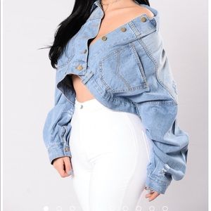 Oversized crop denim jacket